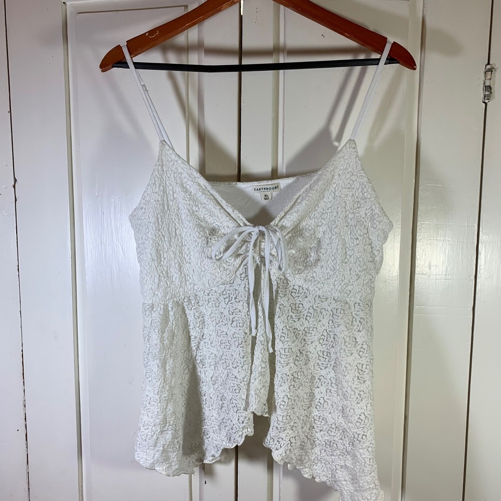 Earthbound‎ Lace Tie Top XL Cottagecore Festival Romantic Angelcore Boho Indie